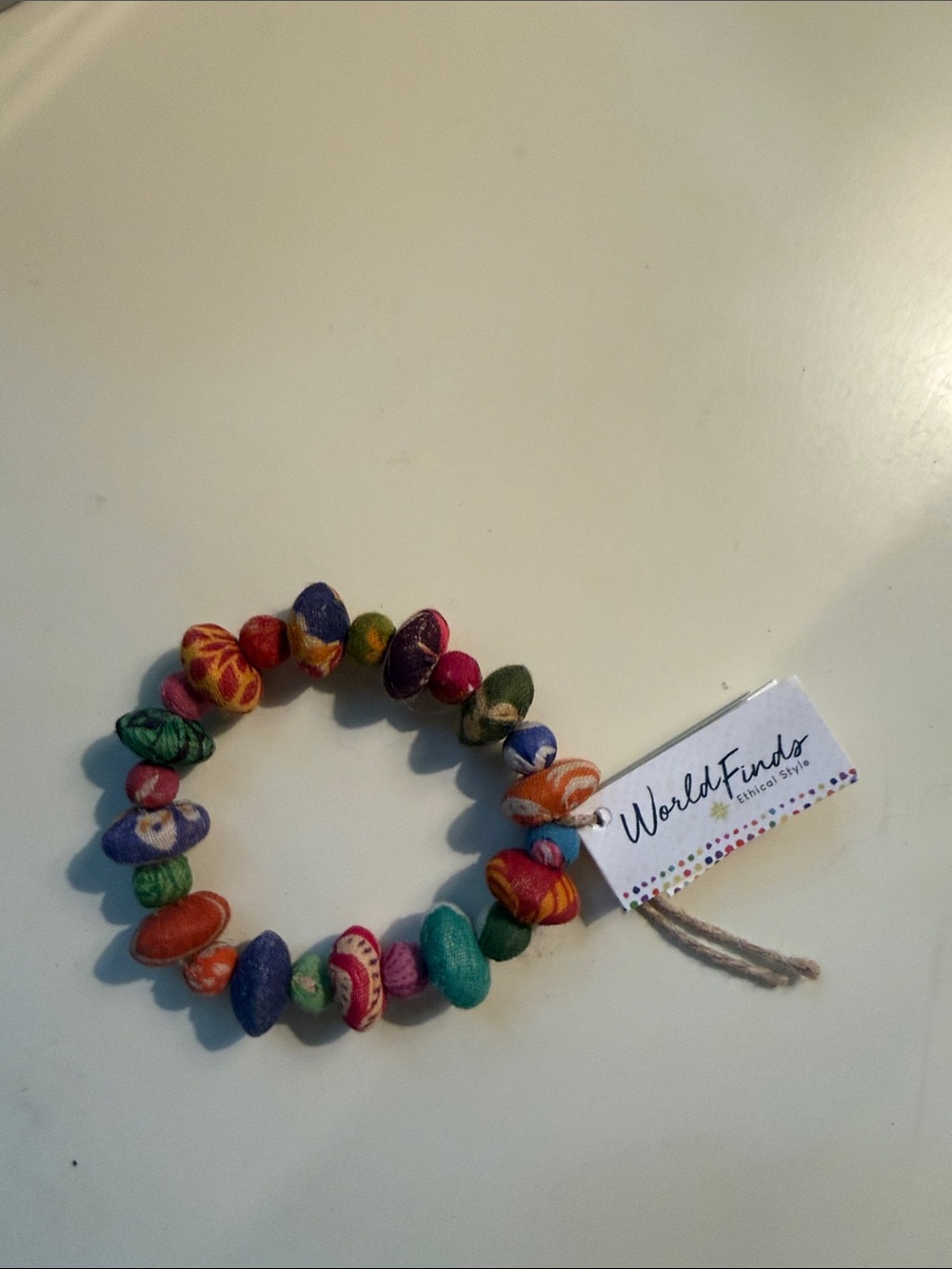 World Finds Multicolor Fabric Bead Stretch Bracelet